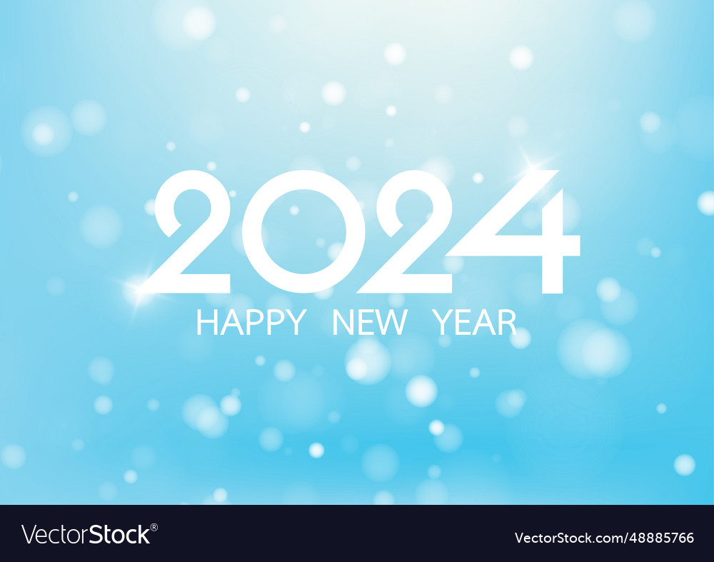 Happy new year 2024 on blue background Royalty Free Vector