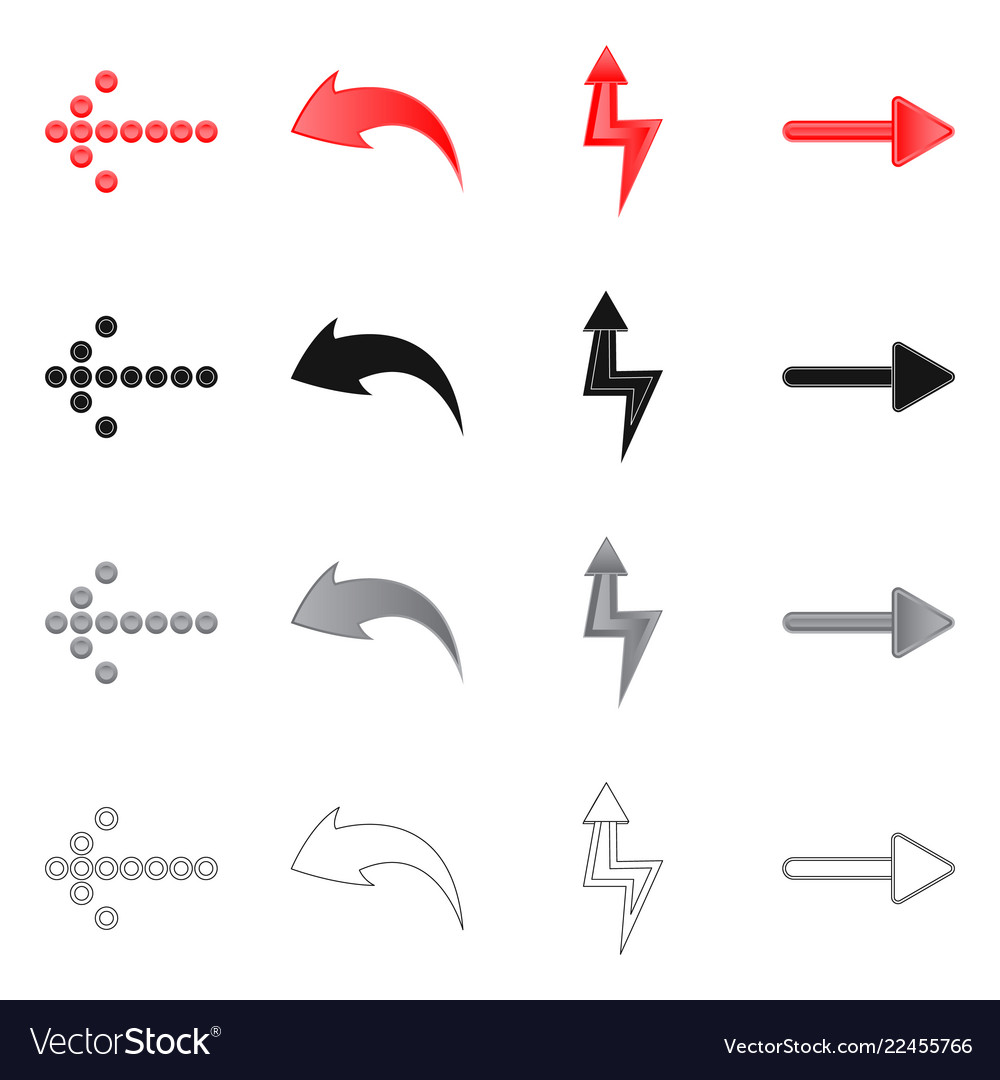 Isolated object of element and arrow icon set vector image Isolated object of element and arrow icon set