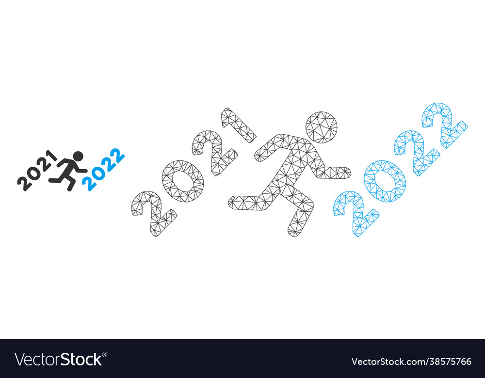 Man run to 2022 mesh carcass model vector image Man run to 2022 mesh carcass model