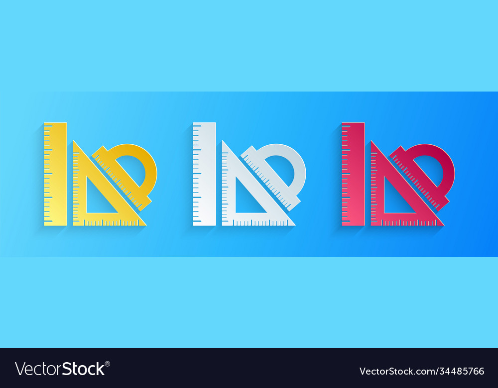 Paper cut set ruler triangular vector image Paper cut set ruler triangular