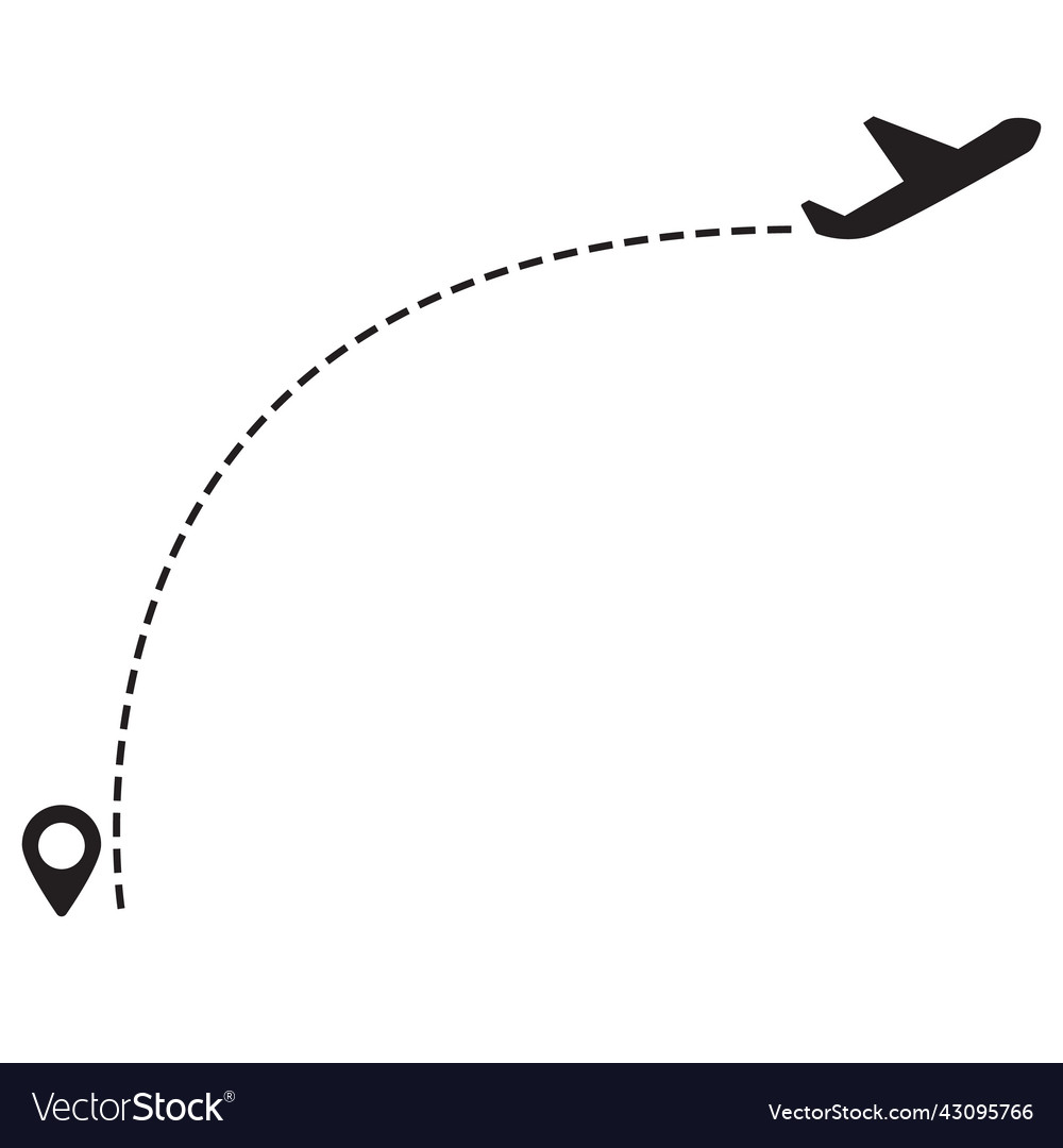 Plane track to point with dashed line way Vector Image Plane track to point with dashed line way