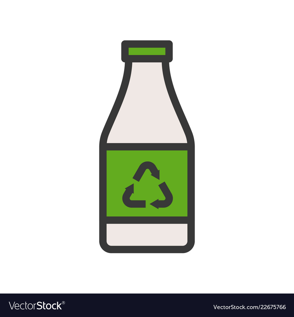 Recycle bottle filled outline icon earth day