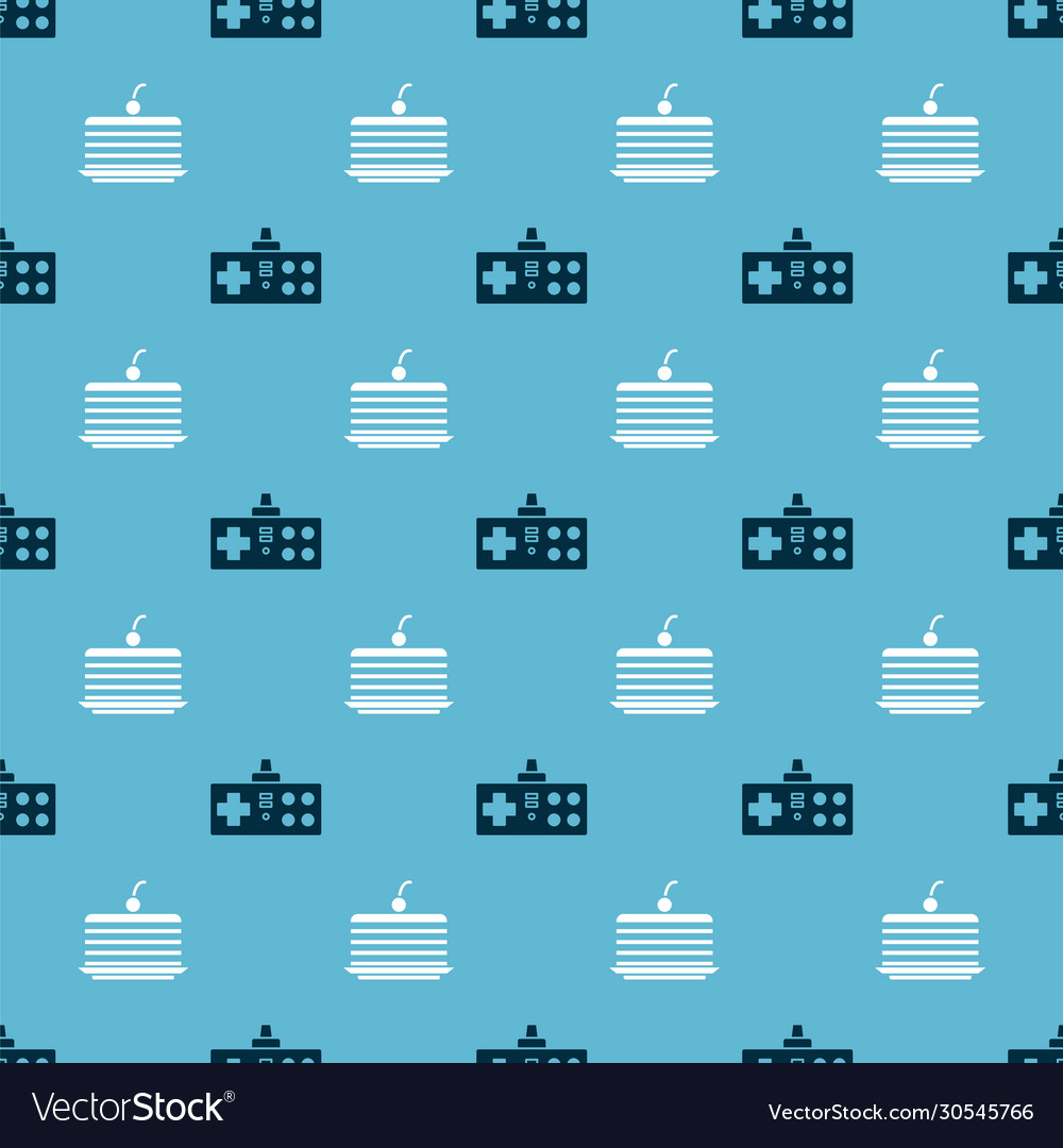 Set gamepad and cake on seamless pattern Vector Image Set gamepad and cake on seamless pattern