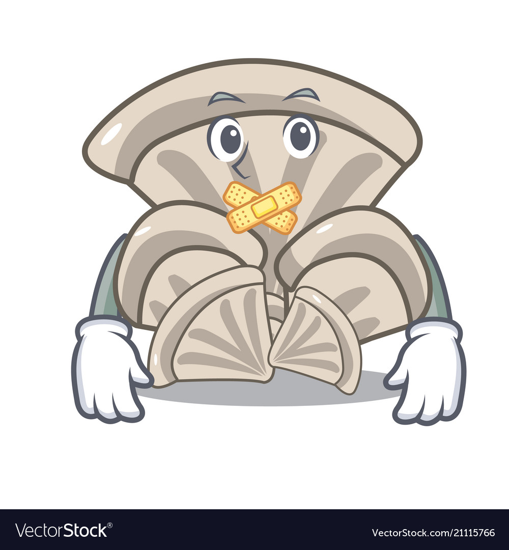 Silent oyster mushroom mascot cartoon