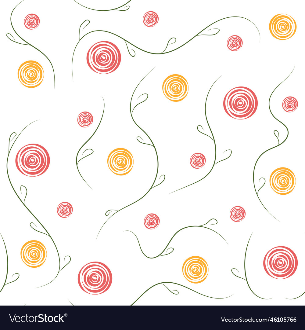 Spring seamless pattern with flowers and leaves