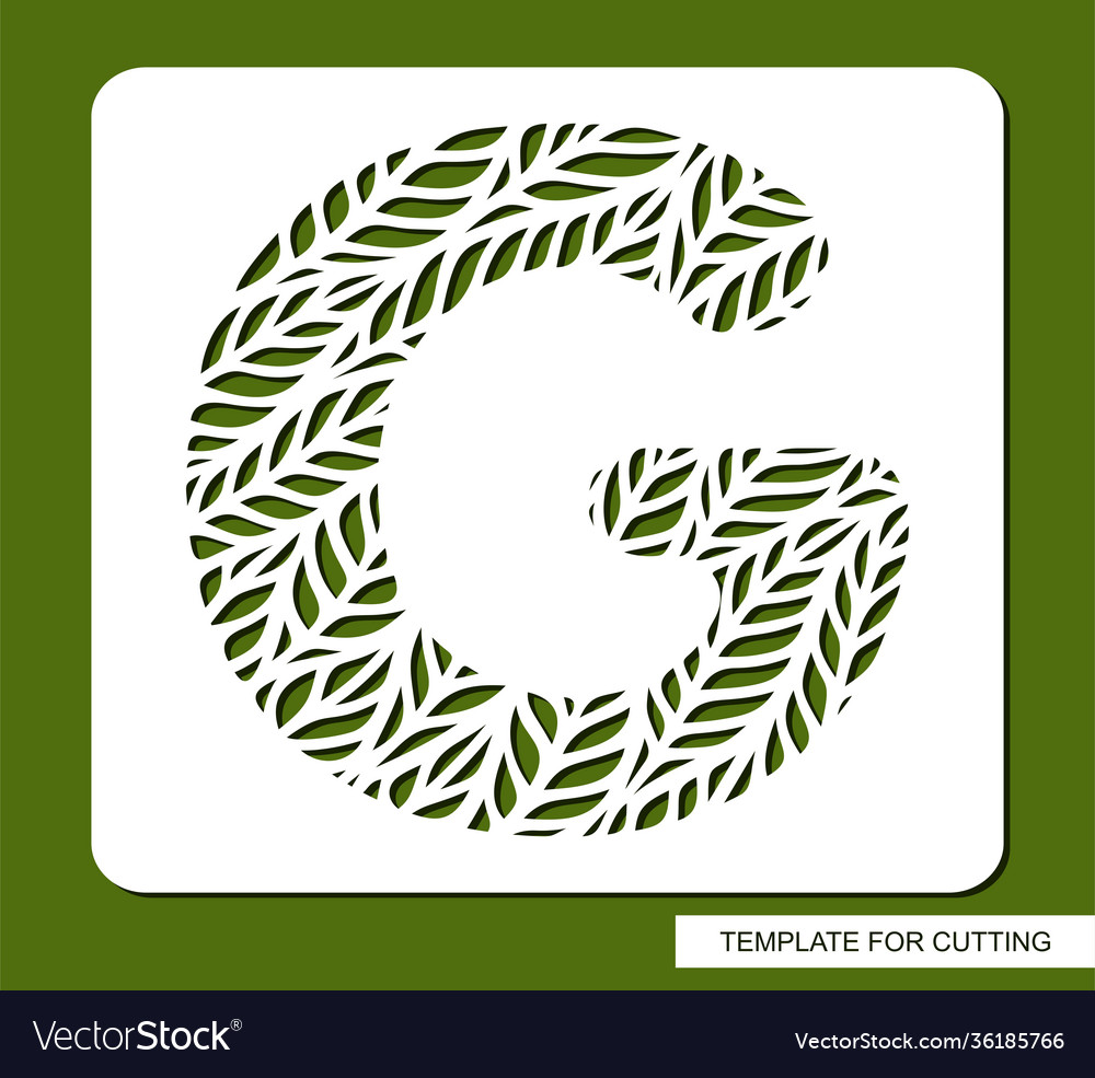 Stencil with letter g made from leaves