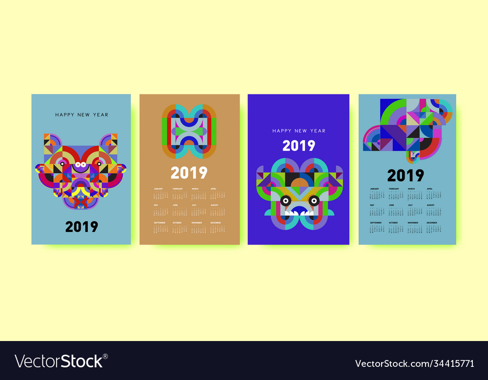 2021 calendar design template with colorful