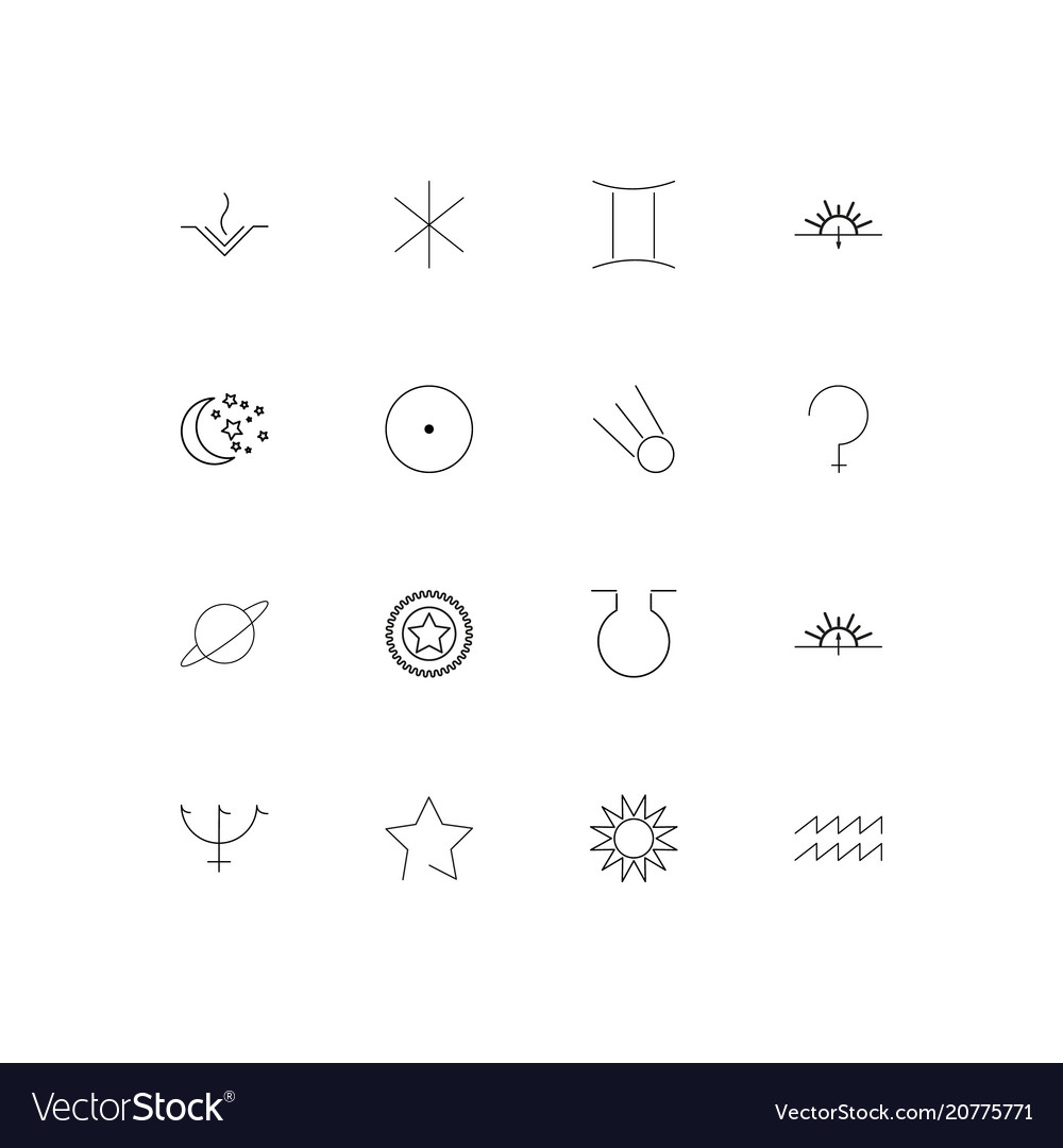 Astrology linear thin icons set outlined simple