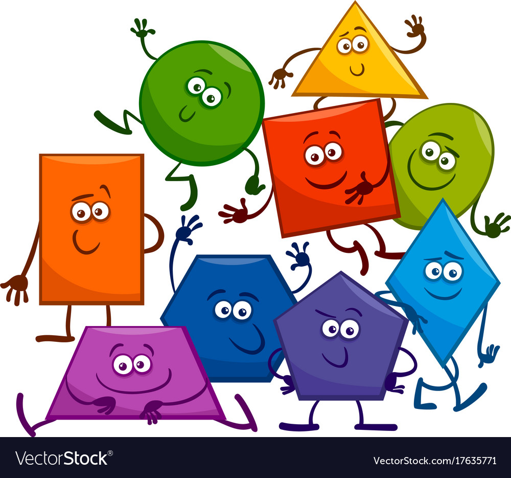 Cartoon basic geometric shapes characters Vector Image