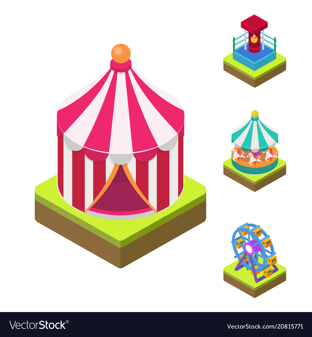 Circus isometric show entertainment tent marquee