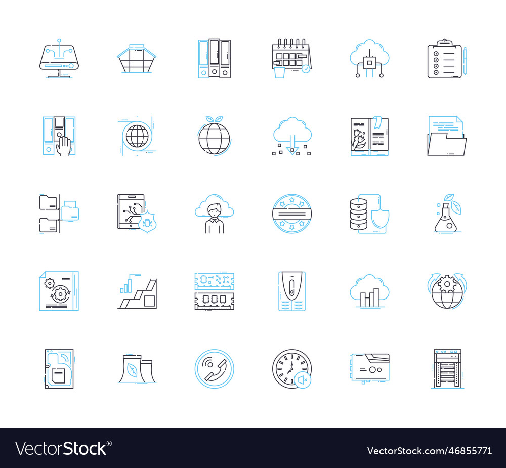 Cloud retention linear icons set archiving vector image Cloud retention linear icons set archiving