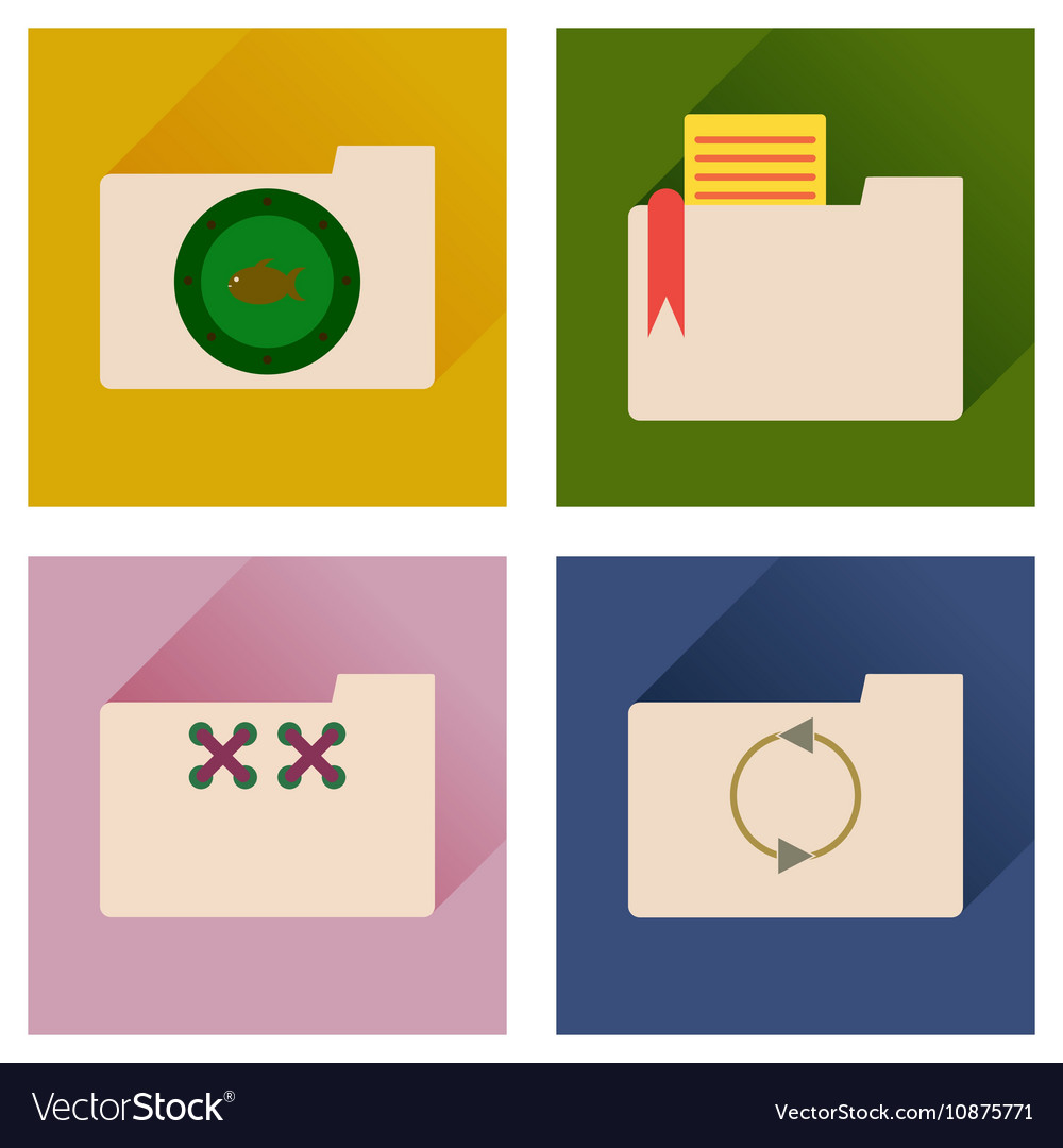 Concept of flat icons with long shadow folder