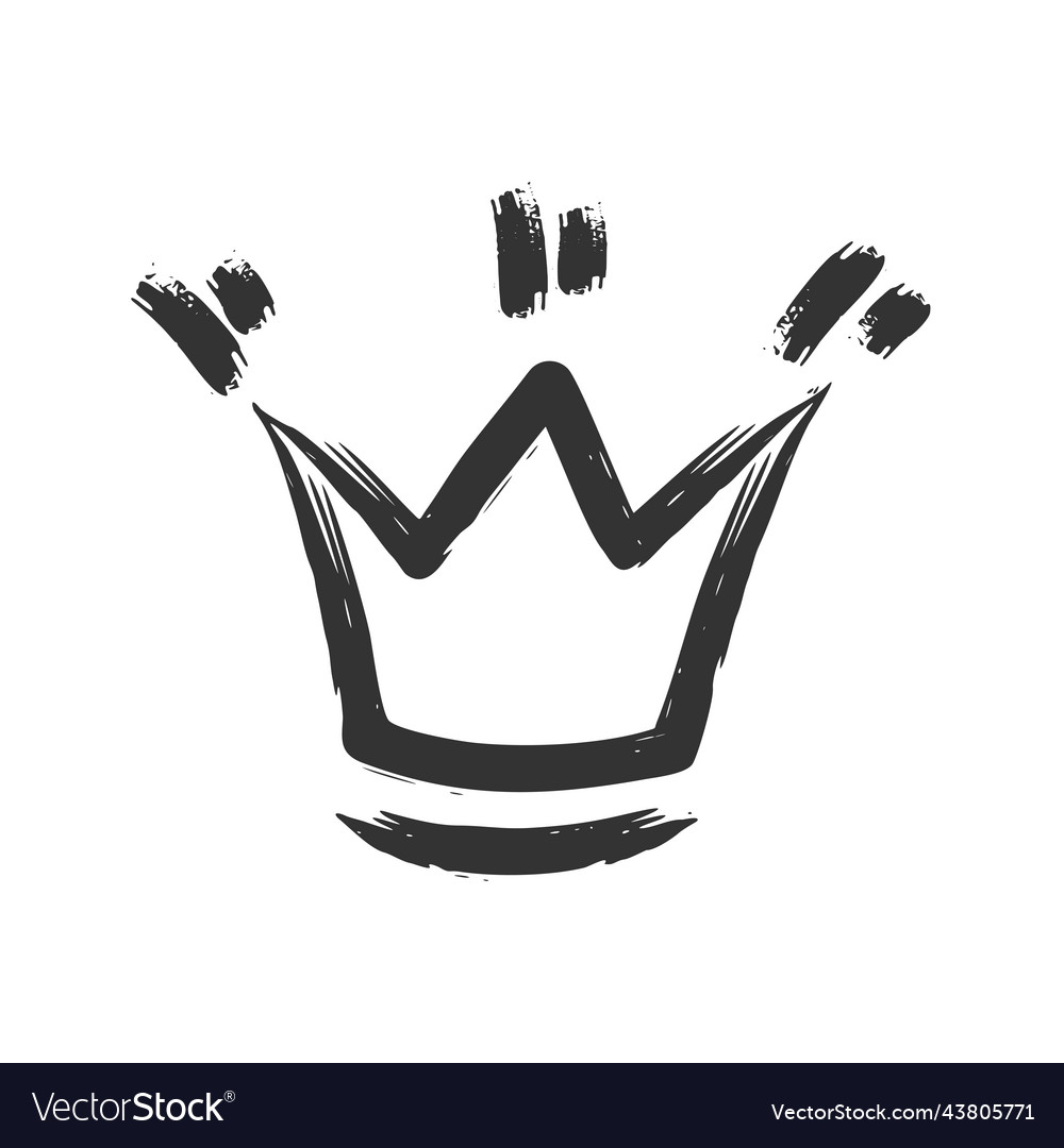 Crown icon in brush stroke texture paint style Vector Image