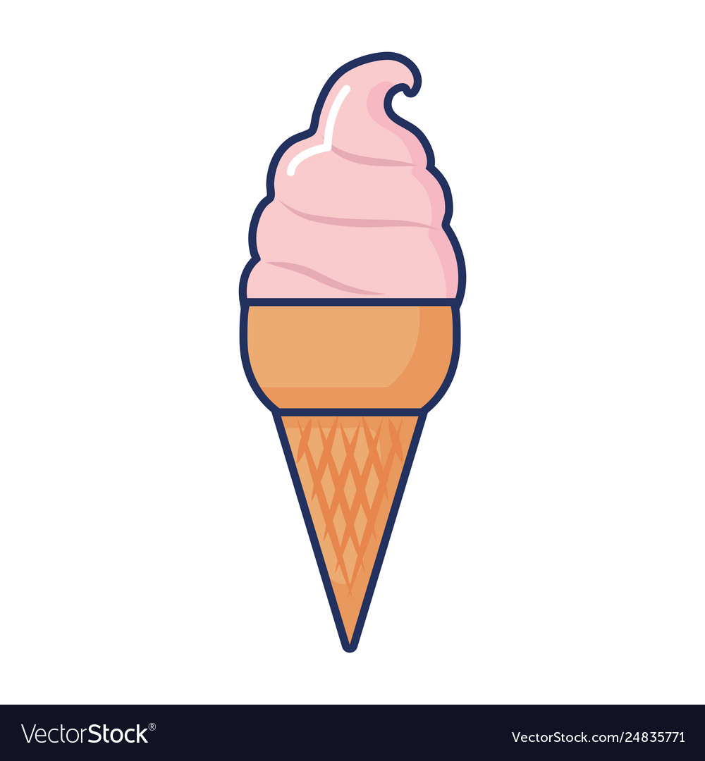 Ice cream sundae cone wafer sweet Royalty Free Vector Image