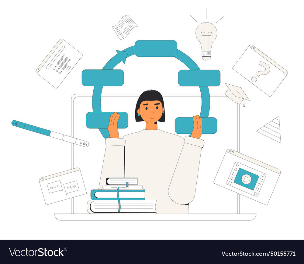 Instructional designer creating curricula vector image Instructional designer creating curricula