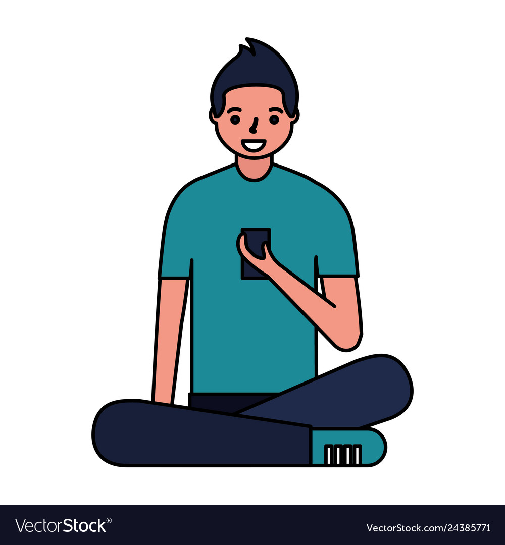 Man sitting using mobile