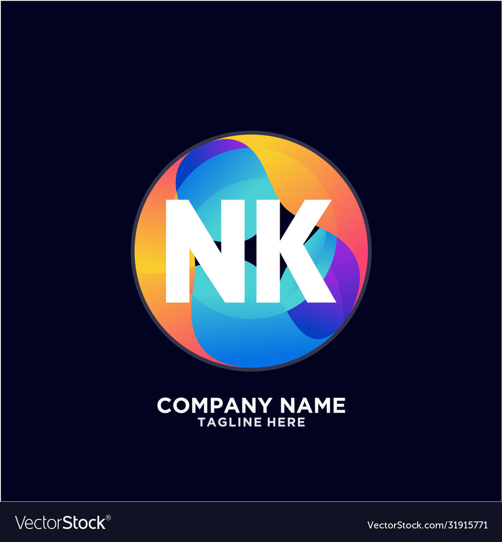 Nk initial logo with colorful circle template