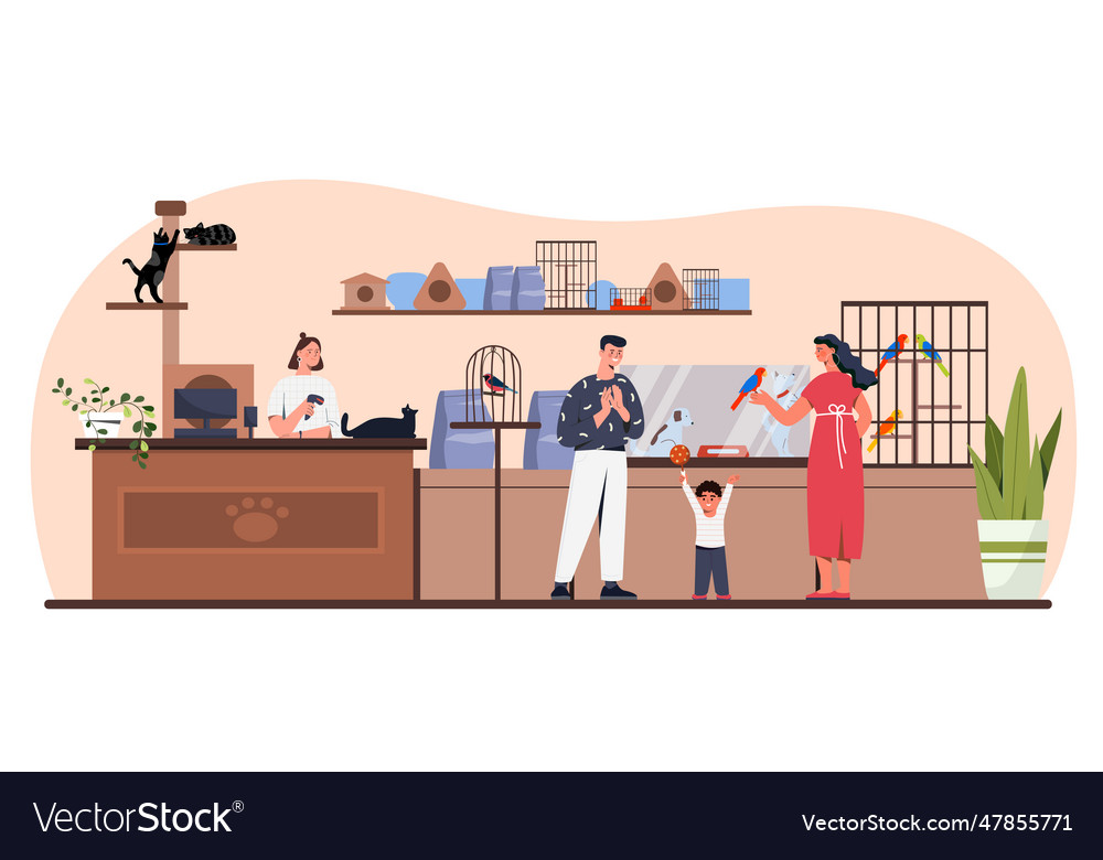 People at pet shop concept