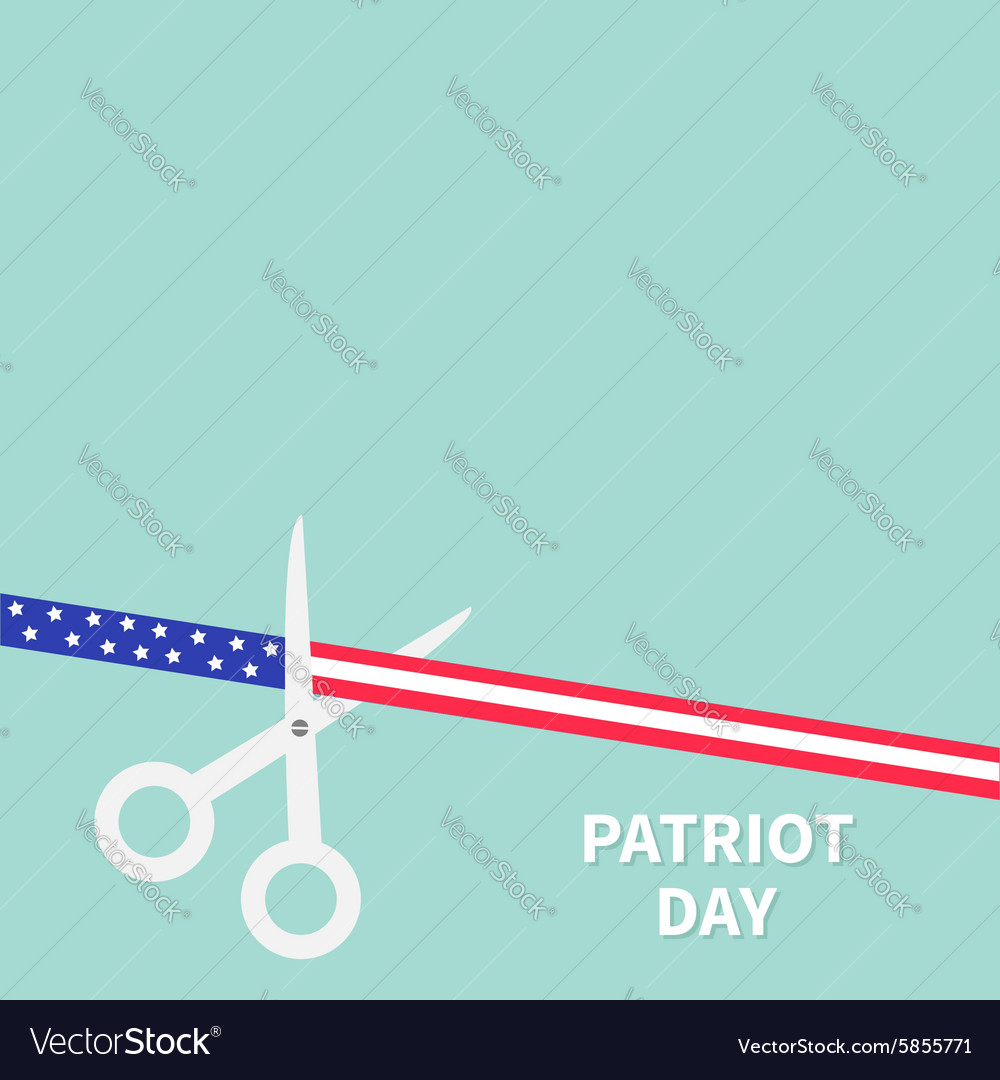 Scissors cut american flag ribbon patriot day