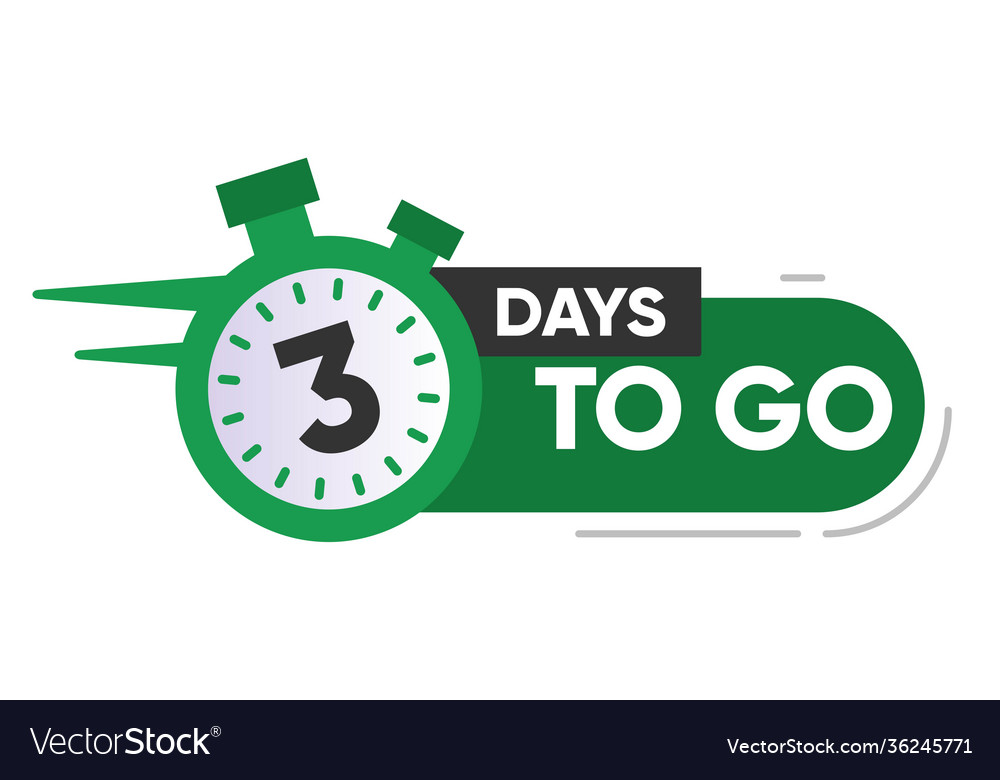 Three days left icon 3 to go Royalty Free Vector Image