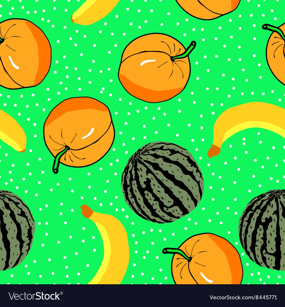 Watermelon apricots and banan pattern
