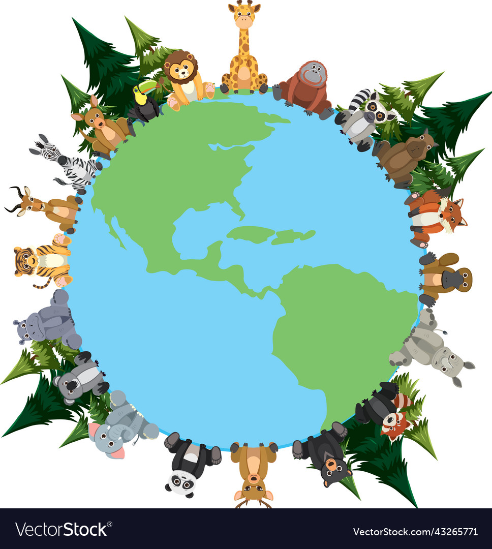 Wild animals around the world Royalty Free Vector Image