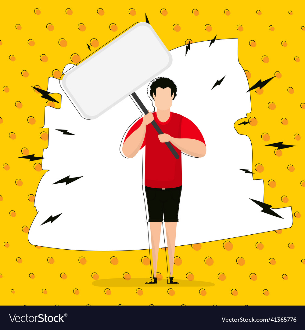 A guy with an empty banner and space for your Vector Image A guy with an empty banner and space for your