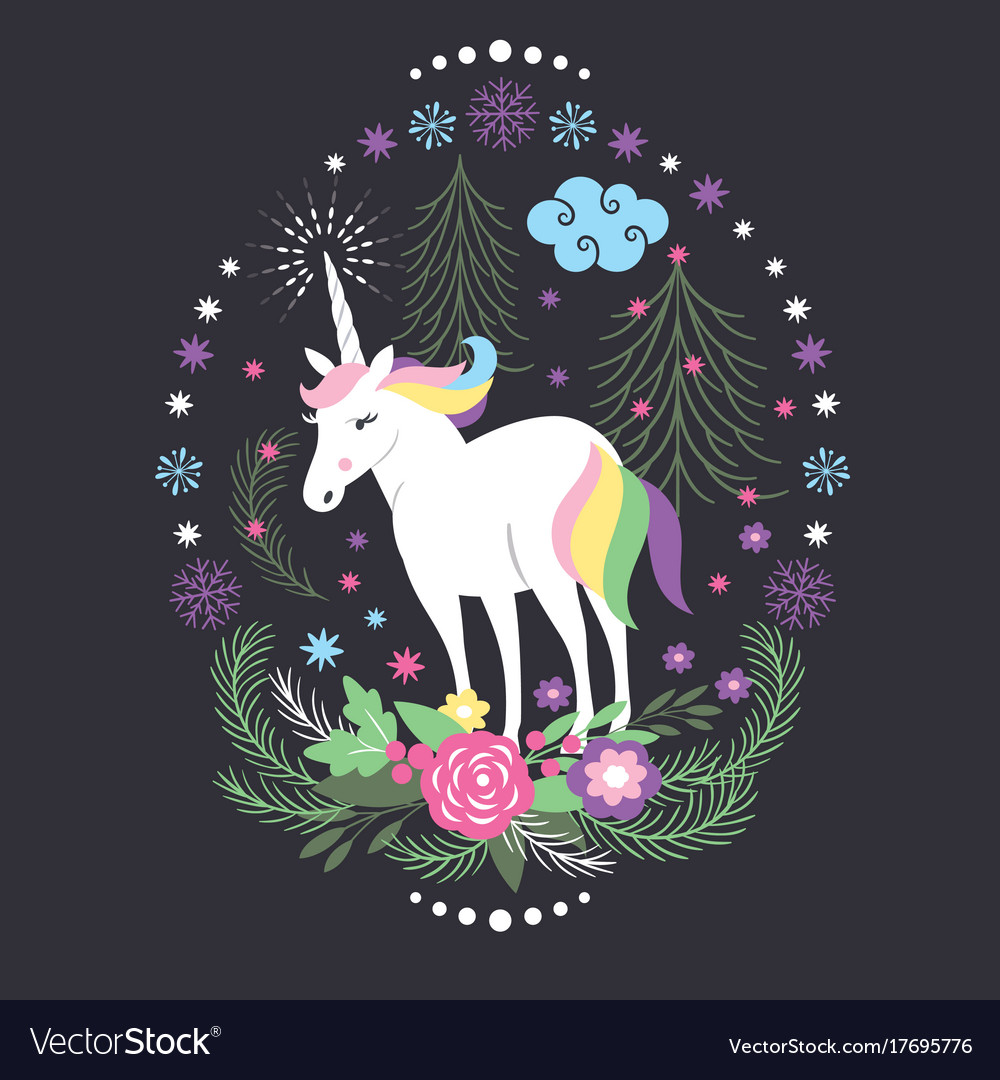 Download Christmas Card With Unicorn Royalty Free Vector Image