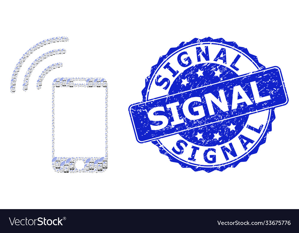 Distress signal round seal stamp and recursion vector image Distress signal round seal stamp and recursion