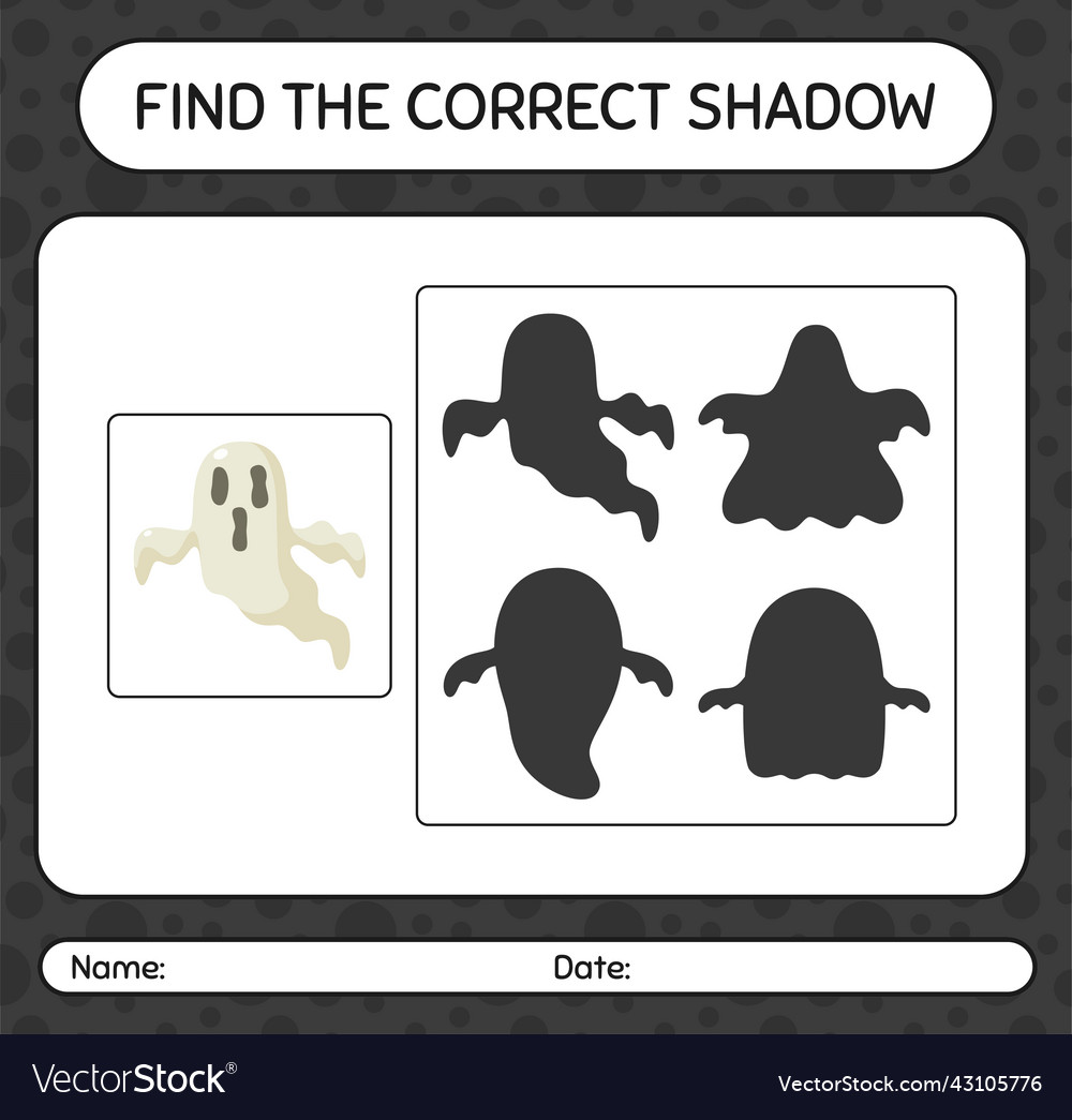 Find the correct shadows game with ghost vector image Find the correct shadows game with ghost