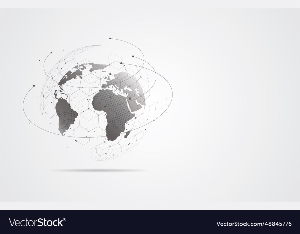 Global network connection world map point vector image Global network connection world map point
