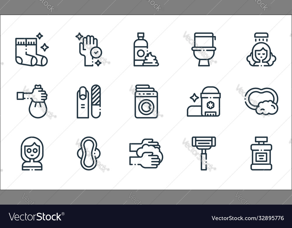 Hygiene routine line icons linear set quality Vector Image Hygiene routine line icons linear set quality