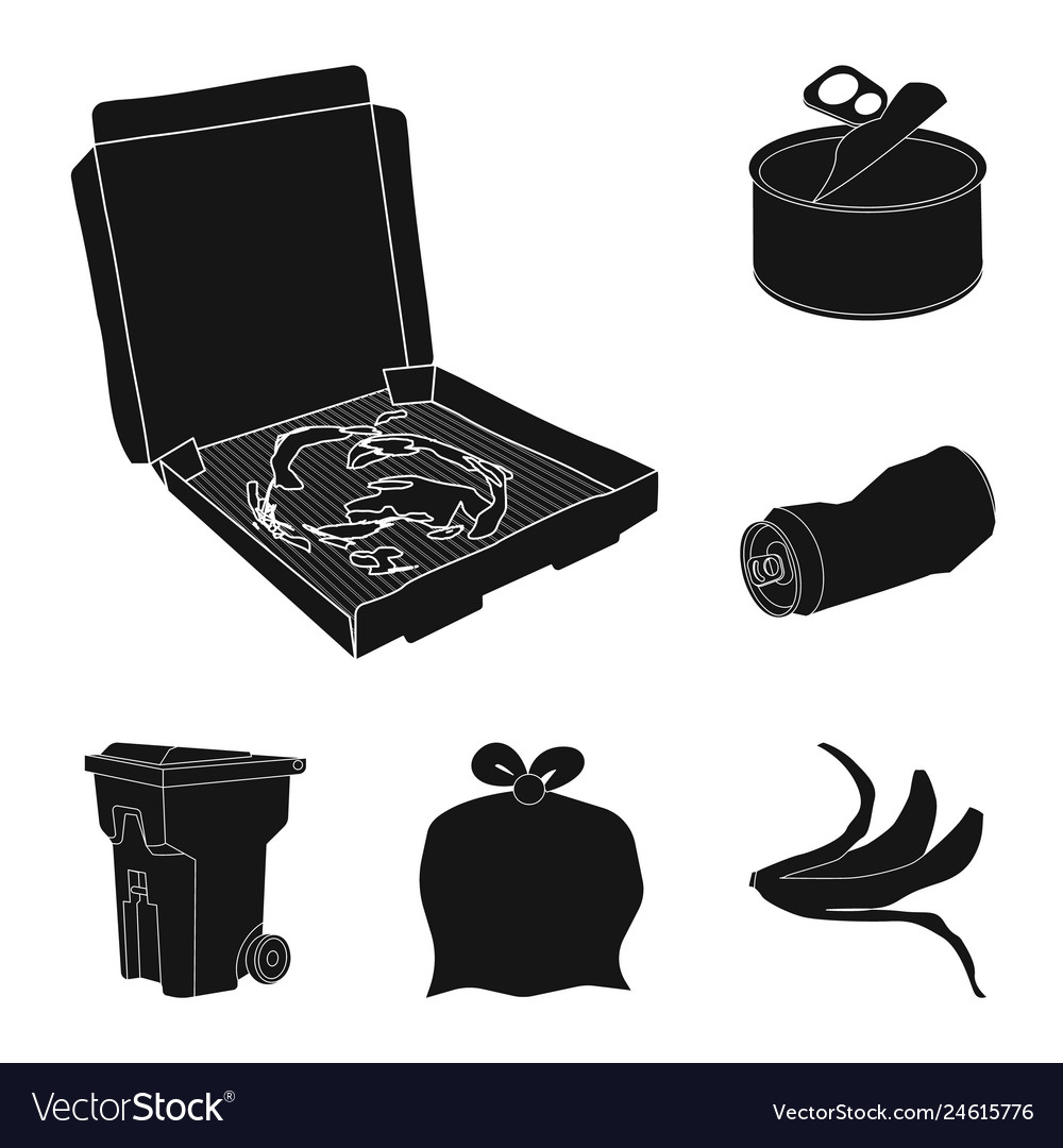 Isolated object of refuse and junk symbol set vector image Isolated object of refuse and junk symbol set