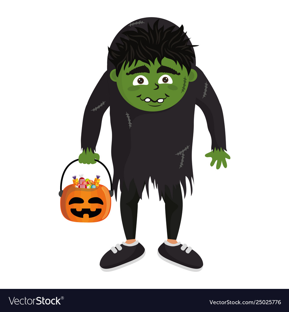 Kid With Halloween Costume Royalty Free Vector Image