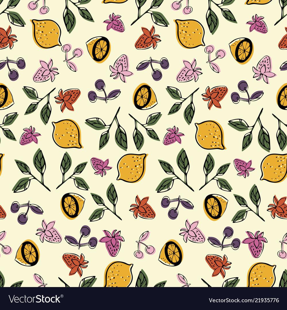 Seamless pattern with the image of strawberry vector image Seamless pattern with the image of strawberry