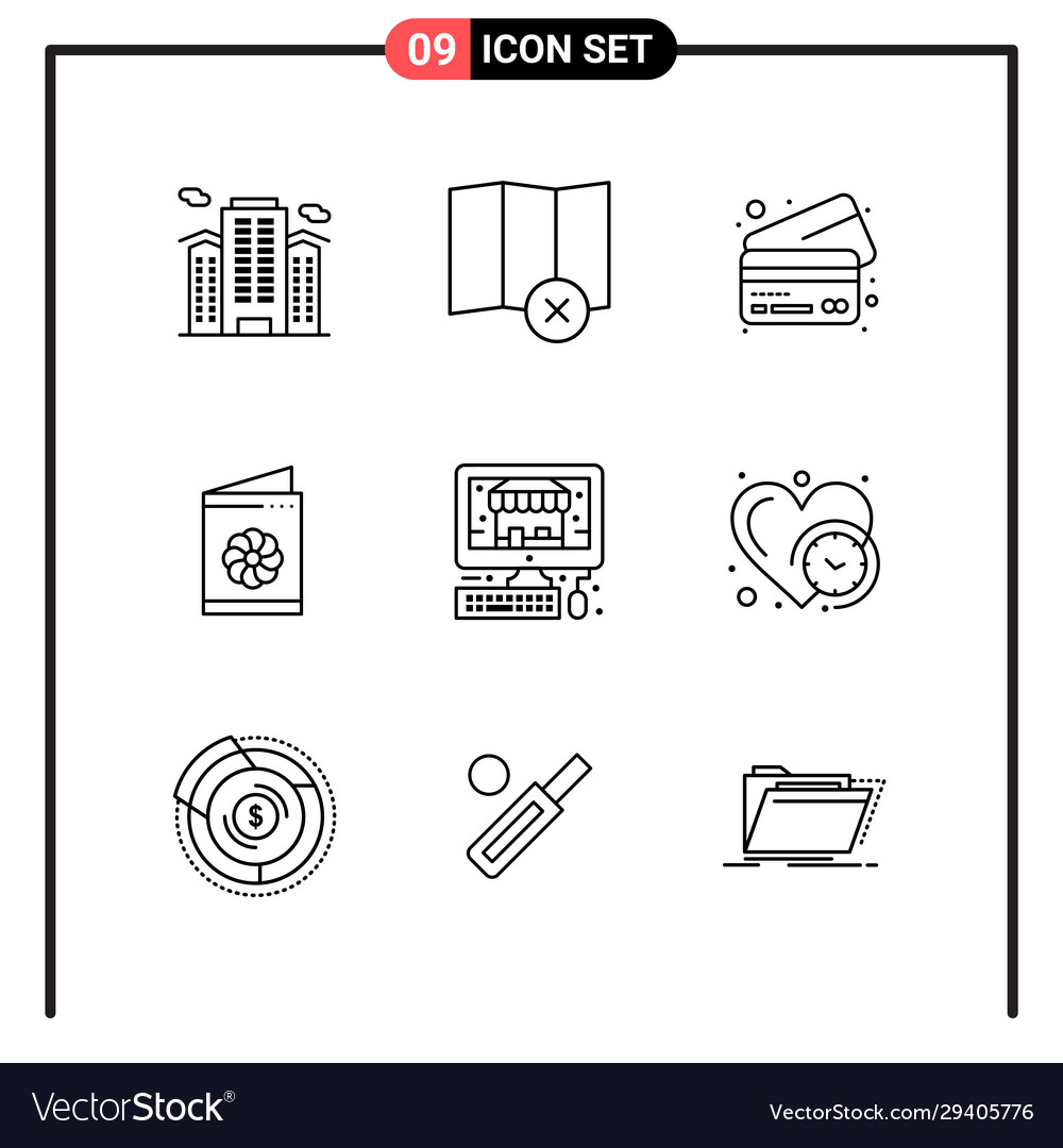 Set 9 line style icons for web and mobile Vector Image Set 9 line style icons for web and mobile