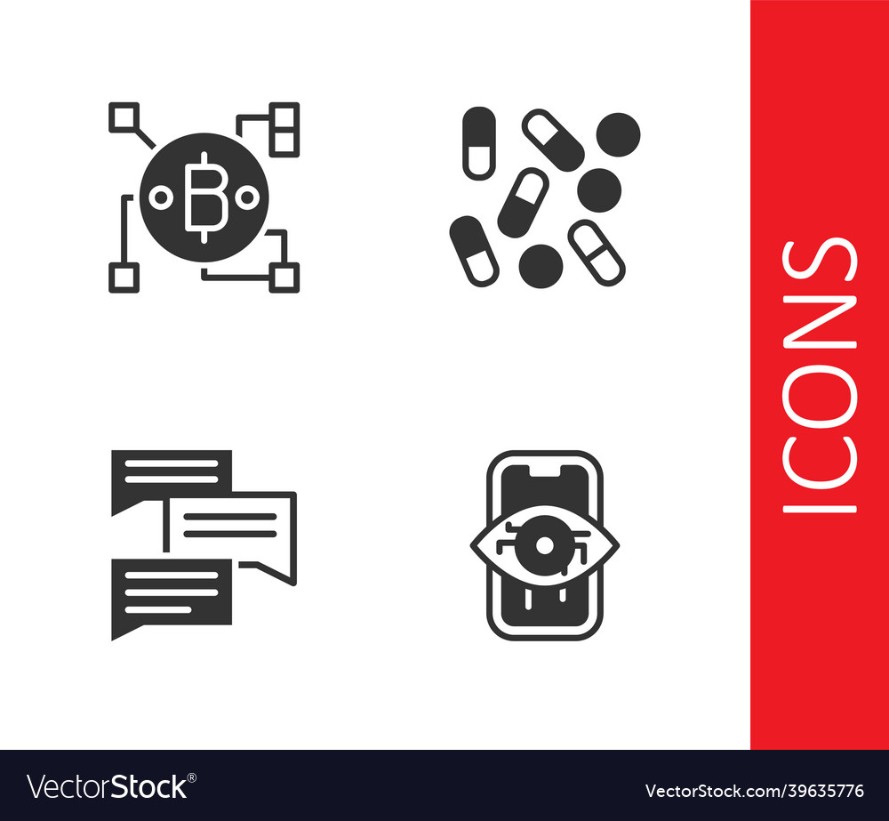 Set computer vision blockchain technology bitcoin vector image Set computer vision blockchain technology bitcoin