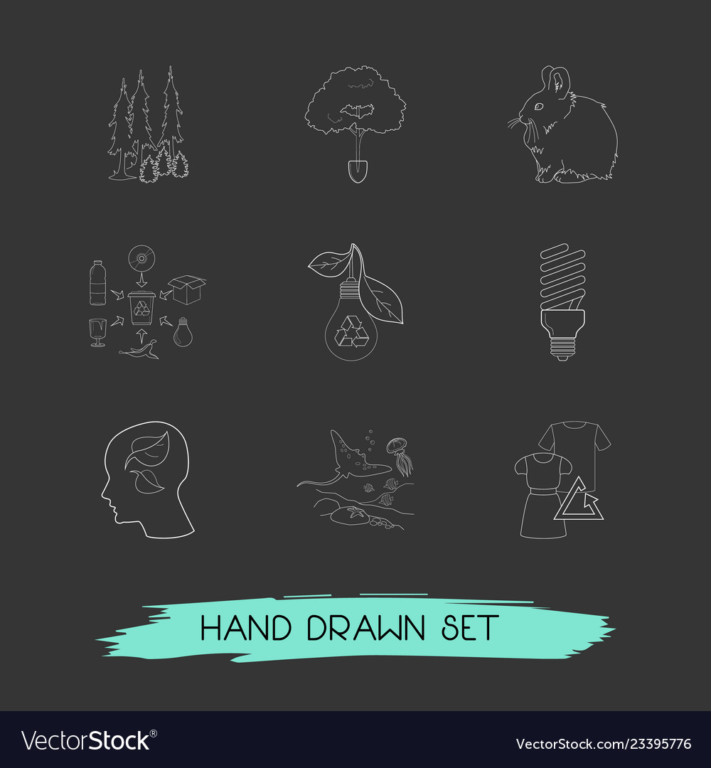 Set environment icons line style symbols vector image Set environment icons line style symbols