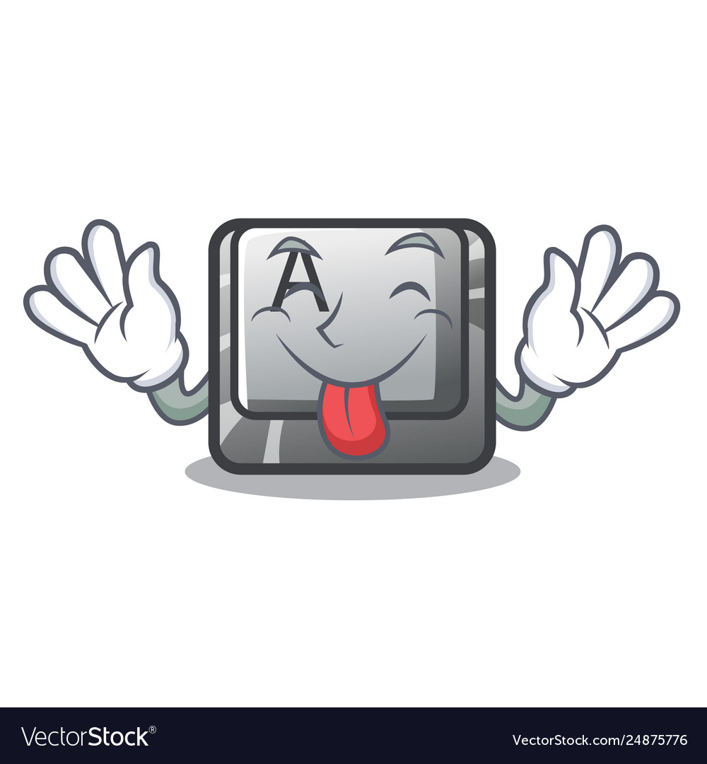 Tongue out a button attached cartoon keyboard