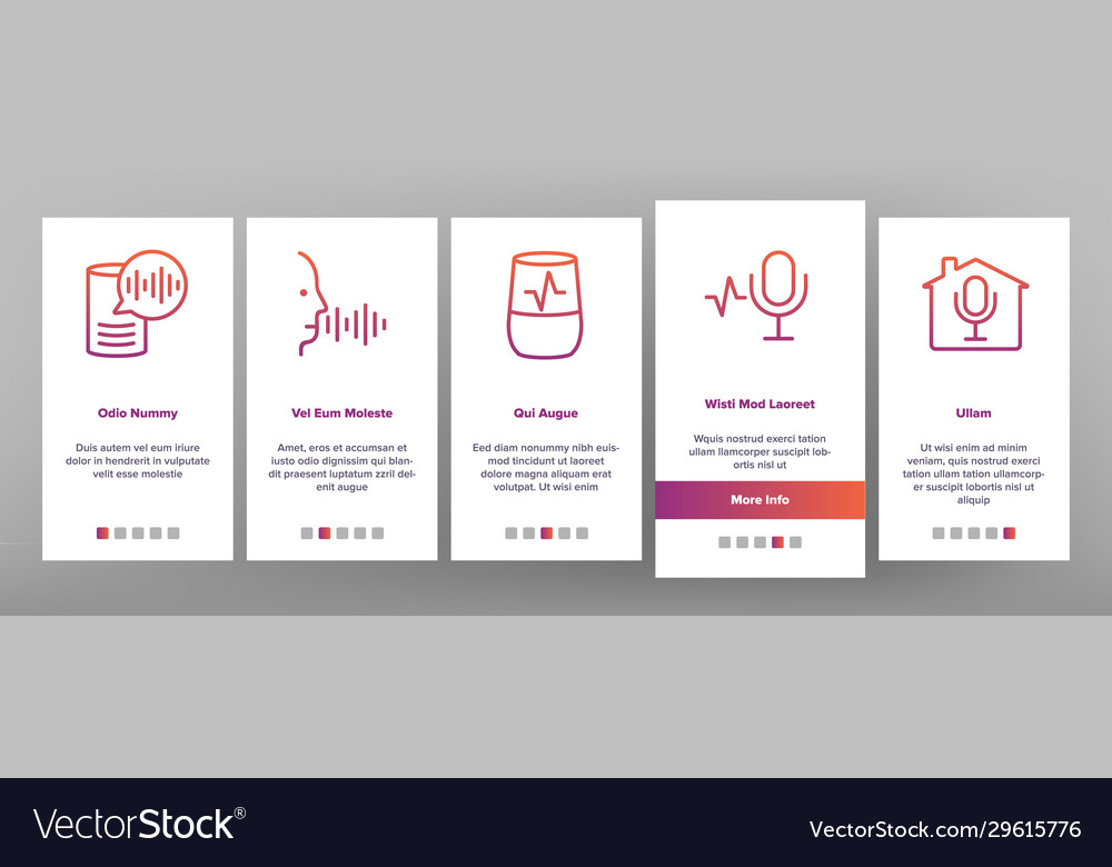 Voice control command onboarding icons set Vector Image Voice control command onboarding icons set