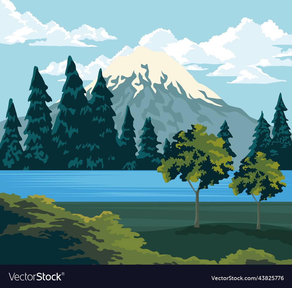 Wanderlust landscape winter Royalty Free Vector Image