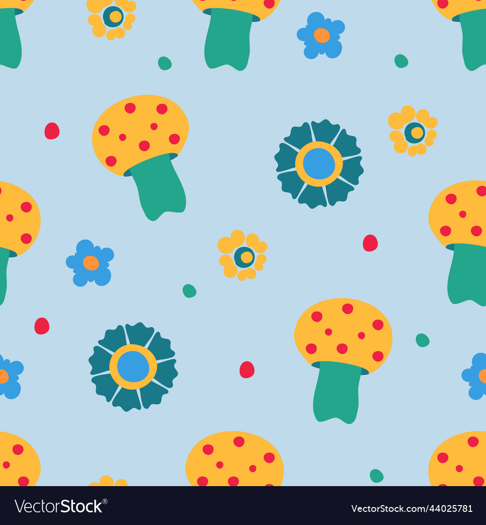 A pattern of mushrooms in the retro style Vector Image A pattern of mushrooms in the retro style