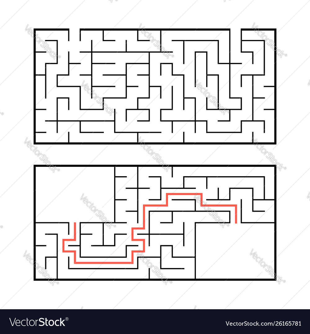 A set two rectangular labyrinths simple flat vector image A set two rectangular labyrinths simple flat
