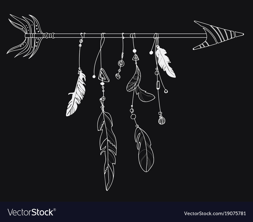 An arrow with feathers