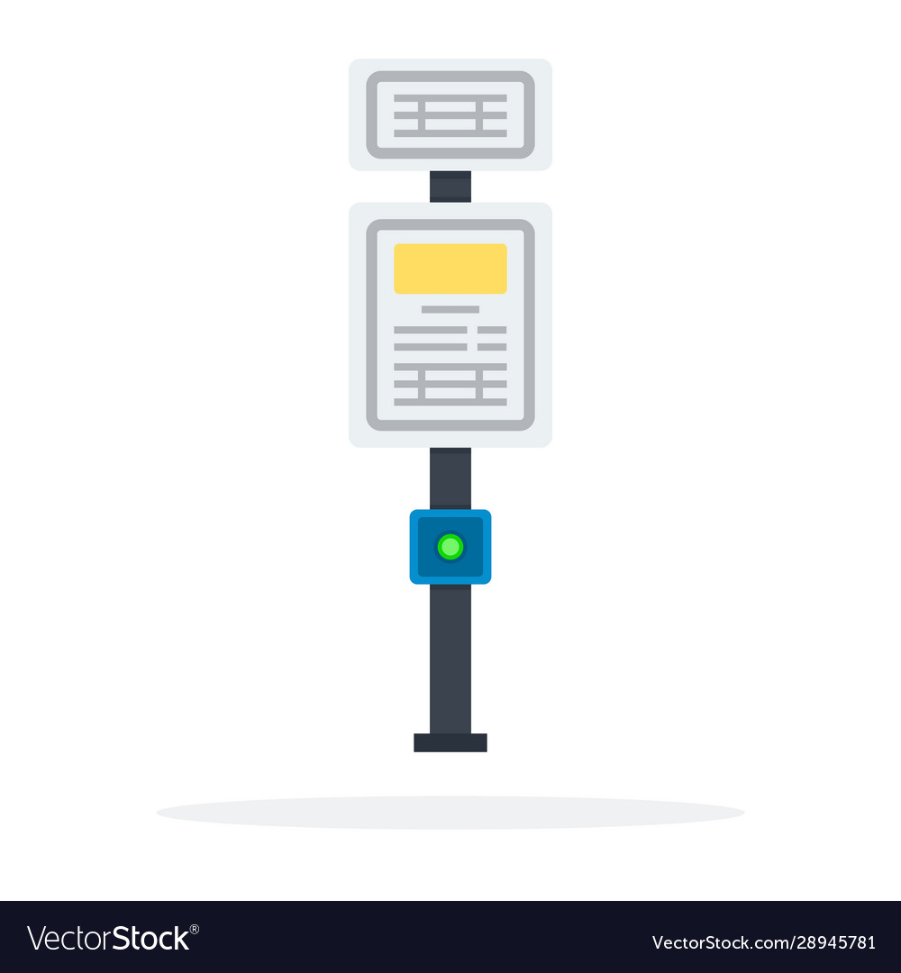 Bus pole with a button flat material design