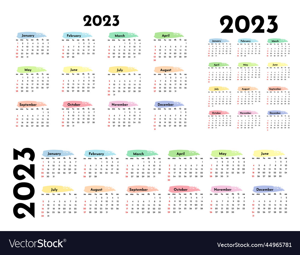 Calendar for 2023 isolated on a white background Vector Image