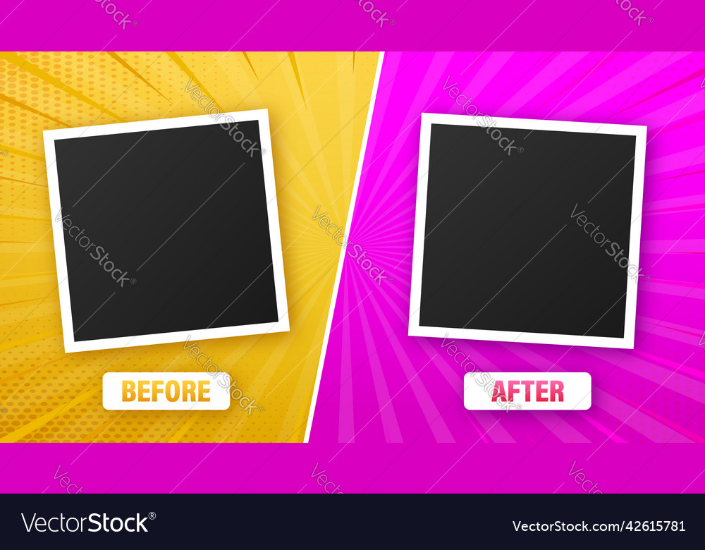 Colorful before and after frames Royalty Free Vector Image