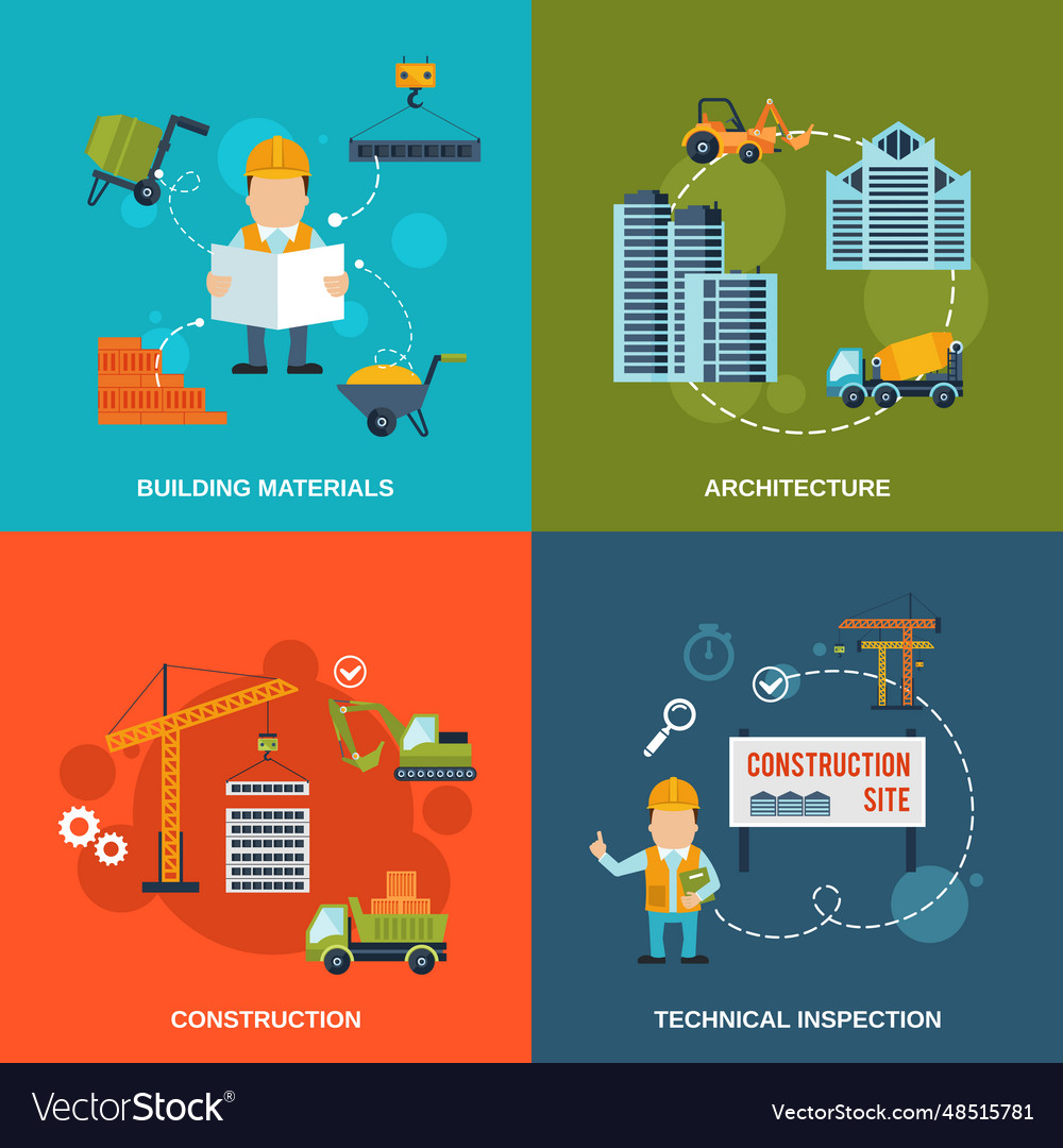 Construction flat icons Royalty Free Vector Image