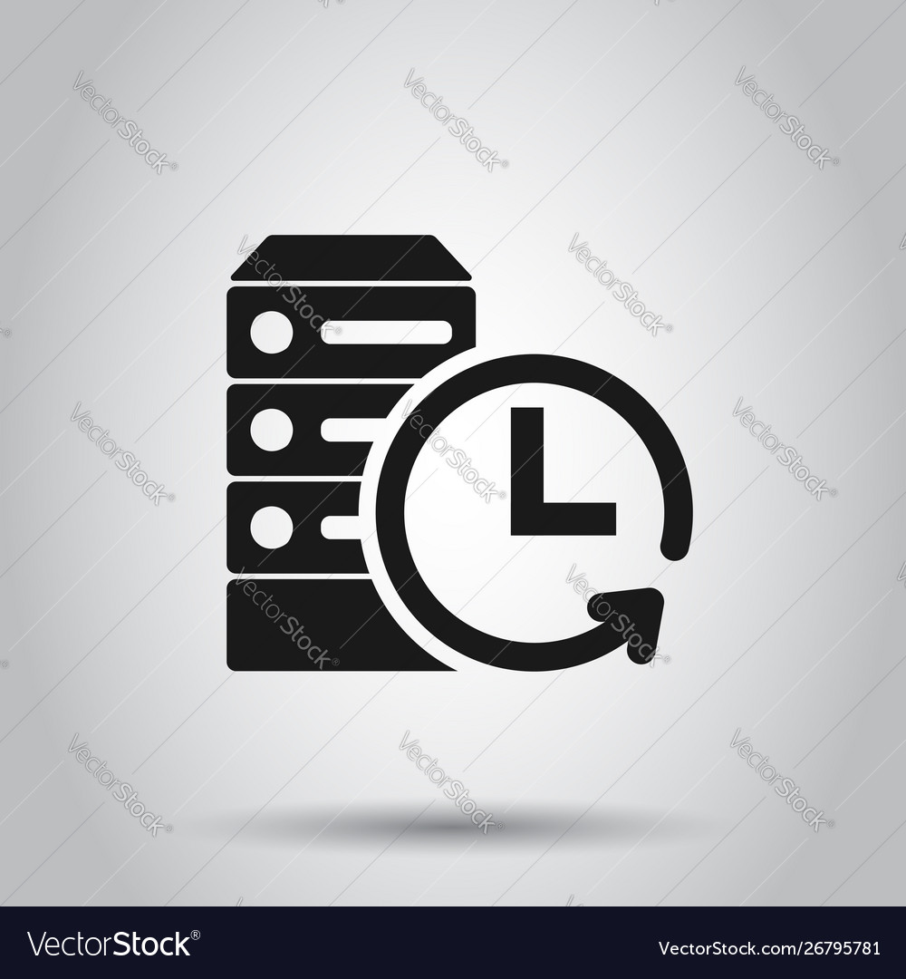 Data center icon in flat style clock on isolated vector image Data center icon in flat style clock on isolated