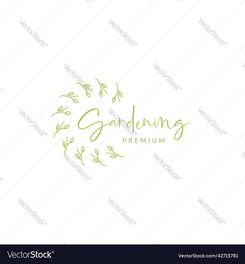 Feminine leaf rounded gardening logo design